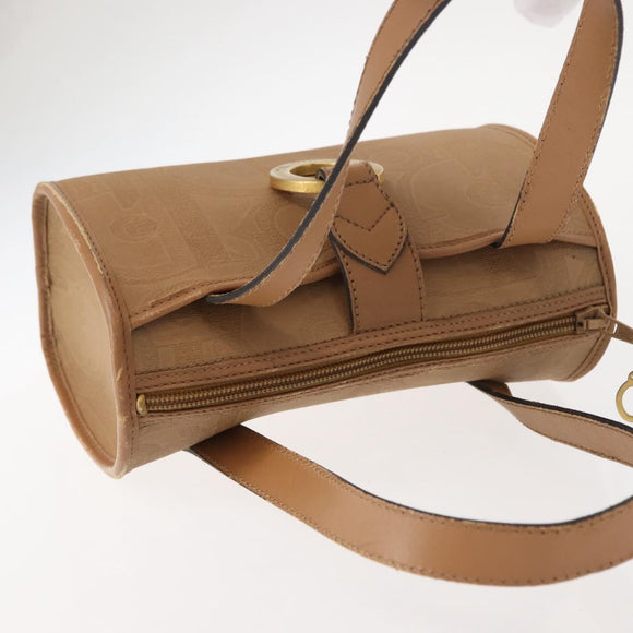 Christian Dior Hand Bag Leather Beige Gold Auth BA7513