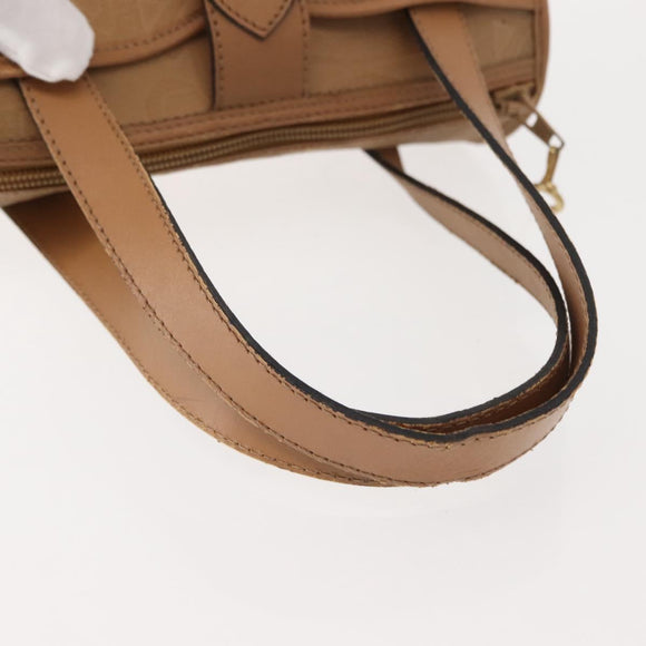 Christian Dior Hand Bag Leather Beige Gold Auth BA7513