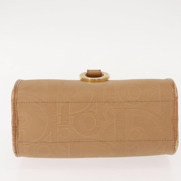 Christian Dior Hand Bag Leather Beige Gold Auth BA7513