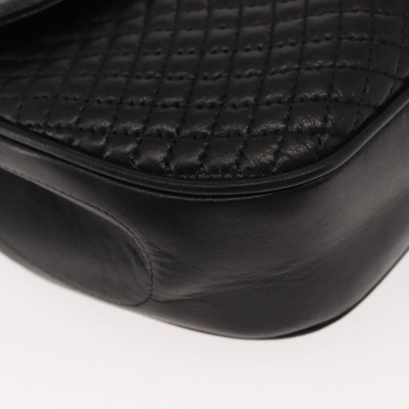 BALLY Chain Shoulder Bag Leather Black Gold Auth BA7514