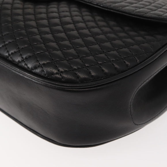 BALLY Chain Shoulder Bag Leather Black Gold Auth BA7514