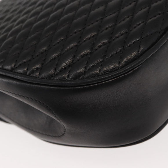 BALLY Chain Shoulder Bag Leather Black Gold Auth BA7514