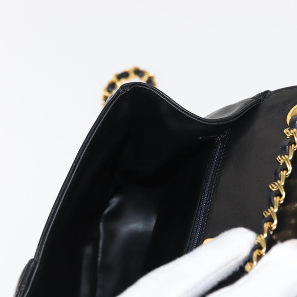 BALLY Chain Shoulder Bag Leather Black Gold Auth BA7514