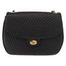 BALLY Chain Shoulder Bag Leather Black Gold Auth BA7514-2