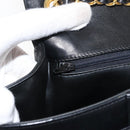 BALLY Chain Shoulder Bag Leather Black Gold Auth BA7514-21