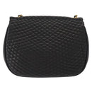 BALLY Chain Shoulder Bag Leather Black Gold Auth BA7514-3