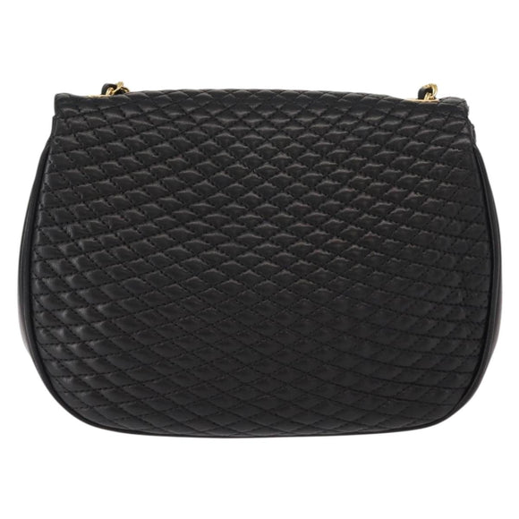 BALLY Chain Shoulder Bag Leather Black Gold Auth BA7514