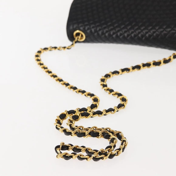 BALLY Chain Shoulder Bag Leather Black Gold Auth BA7514