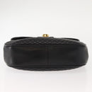 BALLY Chain Shoulder Bag Leather Black Gold Auth BA7514-9