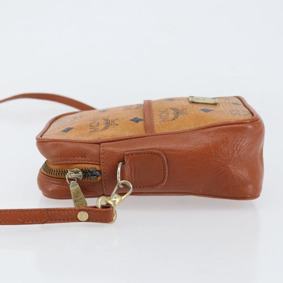 MCM Logogram Vicetos Shoulder Bag PVC Leather Brown Gold Auth BA7515