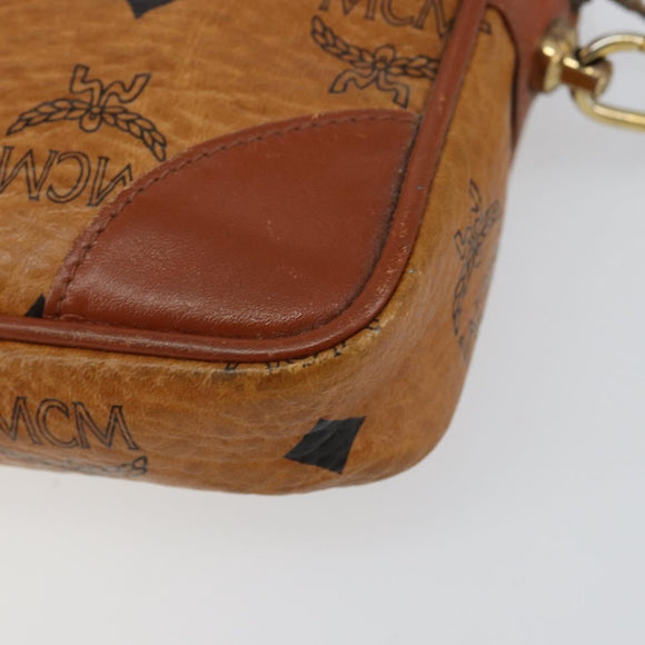 MCM Logogram Vicetos Clutch Bag PVC Leather Brown Gold Auth BA7516