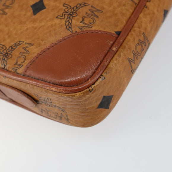 MCM Logogram Vicetos Clutch Bag PVC Leather Brown Gold Auth BA7516