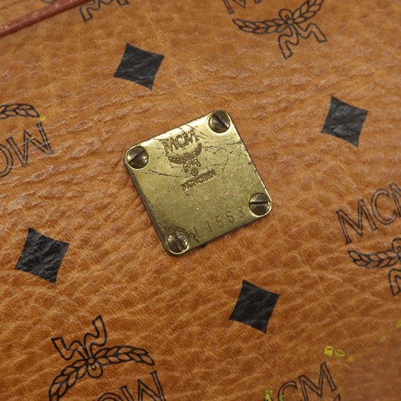MCM Logogram Vicetos Clutch Bag PVC Leather Brown Gold Auth BA7516