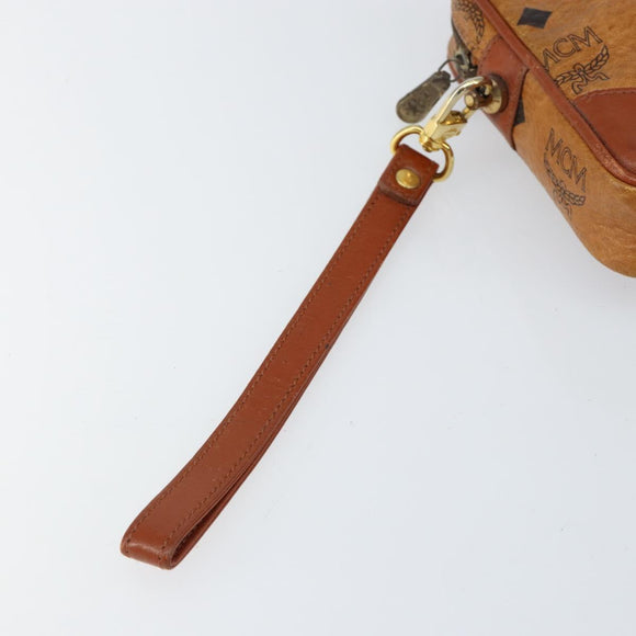 MCM Logogram Vicetos Clutch Bag PVC Leather Brown Gold Auth BA7516