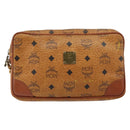 MCM Logogram Vicetos Clutch Bag PVC Leather Brown Gold Auth BA7516-2