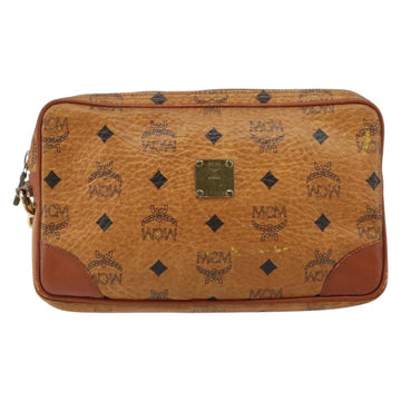 MCM Logogram Vicetos Clutch Bag PVC Leather Brown Gold Auth BA7516 - 0
