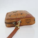 MCM Logogram Vicetos Clutch Bag PVC Leather Brown Gold Auth BA7516-5