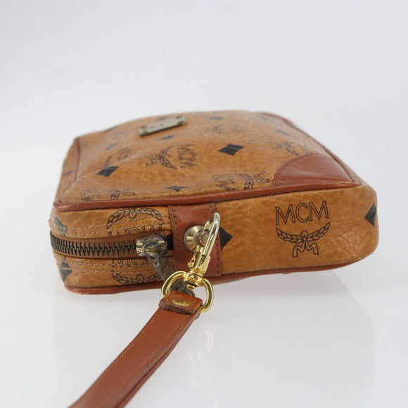 MCM Logogram Vicetos Clutch Bag PVC Leather Brown Gold Auth BA7516