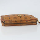 MCM Logogram Vicetos Clutch Bag PVC Leather Brown Gold Auth BA7516-6
