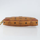 MCM Logogram Vicetos Clutch Bag PVC Leather Brown Gold Auth BA7516-7