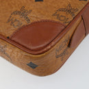 MCM Logogram Vicetos Clutch Bag PVC Leather Brown Gold Auth BA7516-8