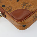 MCM Logogram Vicetos Clutch Bag PVC Leather Brown Gold Auth BA7516-9