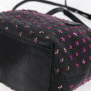 Jimmy Choo Studs Hand Bag Leather 2way Black Silver Auth BA7517-12