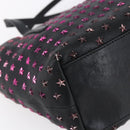 Jimmy Choo Studs Hand Bag Leather 2way Black Silver Auth BA7517-13