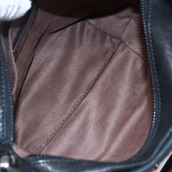 Jimmy Choo Studs Hand Bag Leather 2way Black Silver Auth BA7517