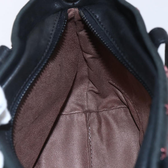 Jimmy Choo Studs Hand Bag Leather 2way Black Silver Auth BA7517