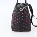 Jimmy Choo Studs Hand Bag Leather 2way Black Silver Auth BA7517-4