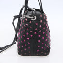 Jimmy Choo Studs Hand Bag Leather 2way Black Silver Auth BA7517-5