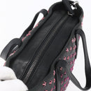 Jimmy Choo Studs Hand Bag Leather 2way Black Silver Auth BA7517-6