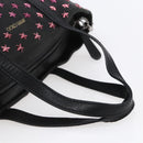 Jimmy Choo Studs Hand Bag Leather 2way Black Silver Auth BA7517-7