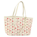 Jimmy Choo Studs Tote Bag Leather White Gold Auth BA7518-1