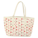 Jimmy Choo Studs Tote Bag Leather White Gold Auth BA7518-2