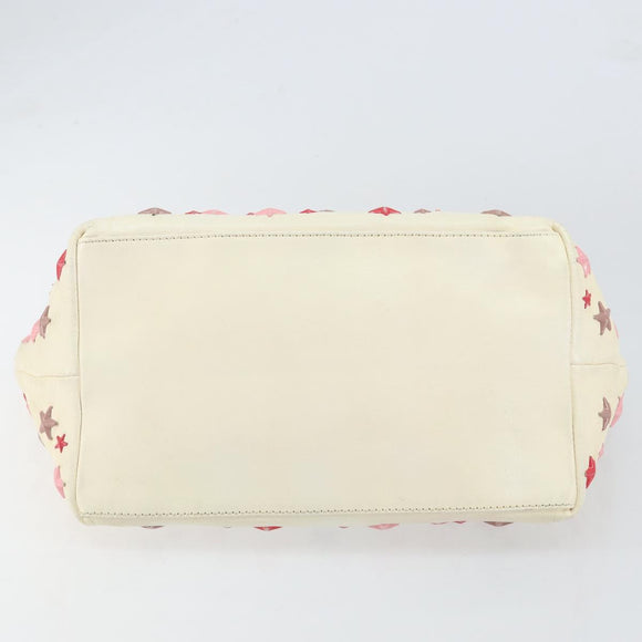 Jimmy Choo Studs Tote Bag Leather White Gold Auth BA7518