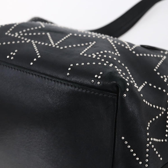 Jimmy Choo Studs Tote Bag Leather Black Silver Auth BA7519