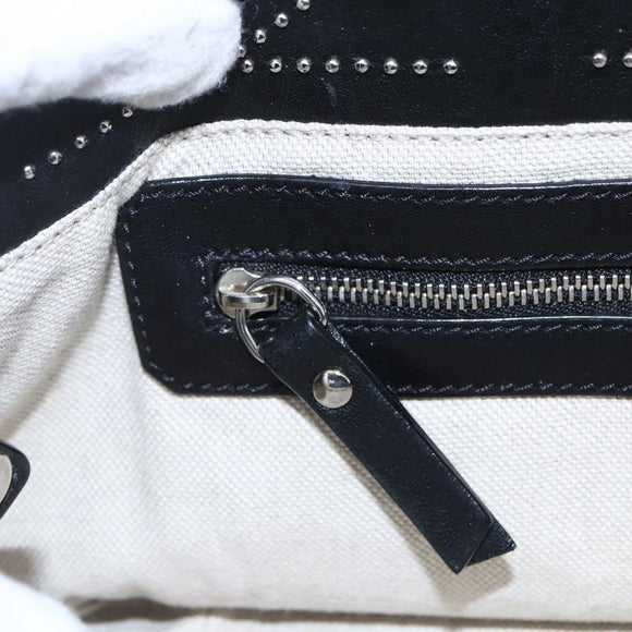 Jimmy Choo Studs Tote Bag Leather Black Silver Auth BA7519
