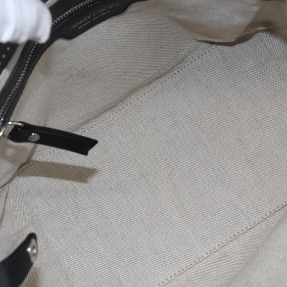 Jimmy Choo Studs Tote Bag Leather Black Silver Auth BA7519