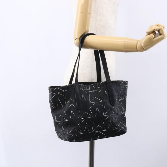 Jimmy Choo Studs Tote Bag Leather Black Silver Auth BA7519