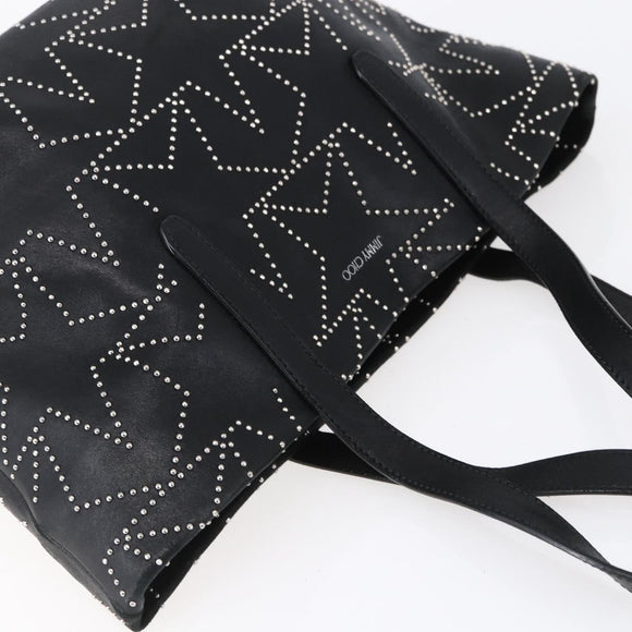Jimmy Choo Studs Tote Bag Leather Black Silver Auth BA7519