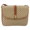 CELINE Macadam Canvas Shoulder Bag PVC Leather Beige Gold Auth BA7520-13