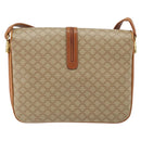 CELINE Macadam Canvas Shoulder Bag PVC Leather Beige Gold Auth BA7520-2