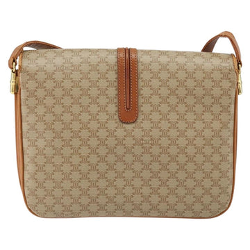 CELINE Macadam Canvas Shoulder Bag PVC Leather Beige Gold Auth BA7520 - 0