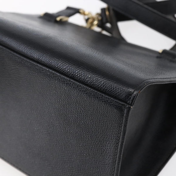 Gianni Versace Shoulder Bag Leather Black Gold Auth BA7521