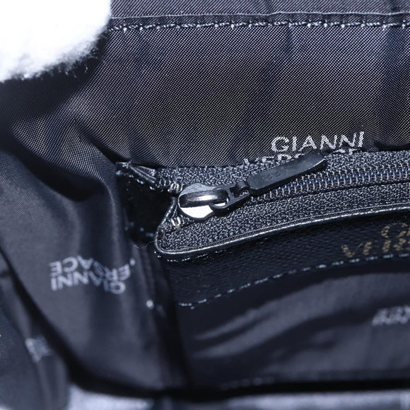 Gianni Versace Shoulder Bag Leather Black Gold Auth BA7521