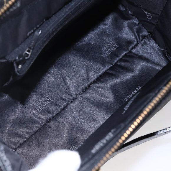 Gianni Versace Shoulder Bag Leather Black Gold Auth BA7521