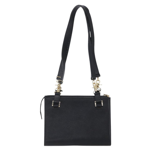 Gianni Versace Shoulder Bag Leather Black Gold Auth BA7521