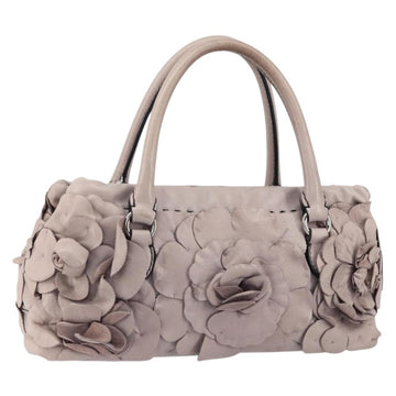 VALENTINO Hand Bag Leather Purple Silver Auth BA7522